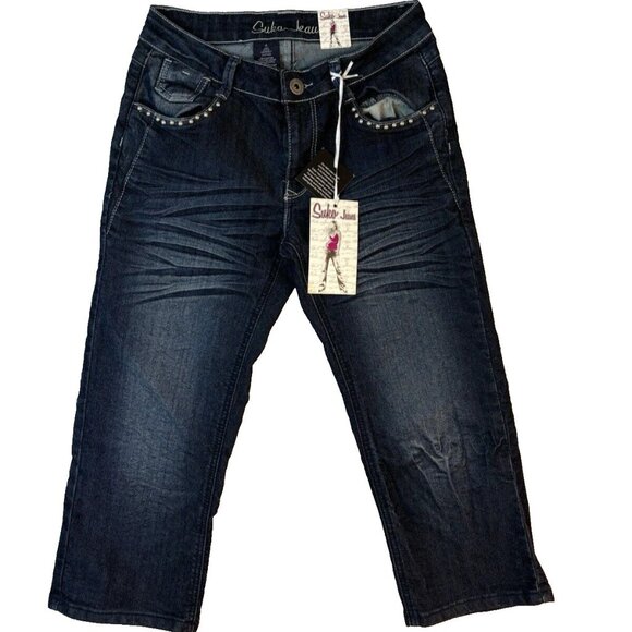New Suka Jean Mid-Rise Capri Studded Pockets Size 6 - Picture 1 of 11